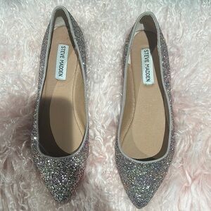 Steve Madden Silver Sparkle Flats